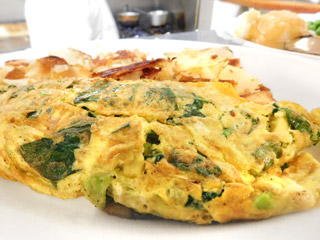 George's Gardener's Omelette with asparagus, spinach, avocado and cheddar cheese